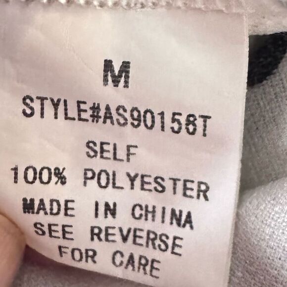 Akaiv Cream Black Polkadot Blouse VNeck Faux Knot Crossover 100% Polyester Mediu - Picture 8 of 9